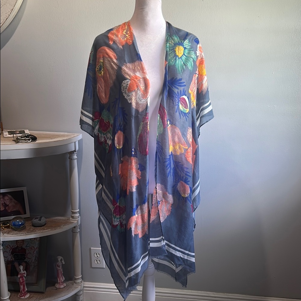 [Woven Heart] Floral Duster with Multicolor Floral Pattern - One Size